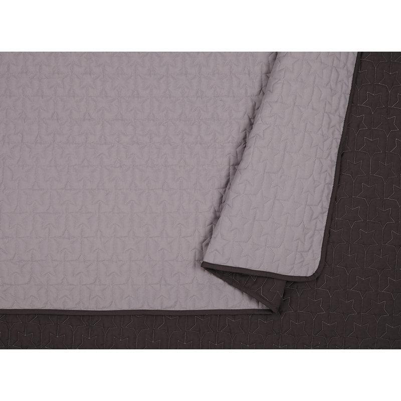 Coty Star Stitched Reversible Microfiber Quilt Set, Full, Gray