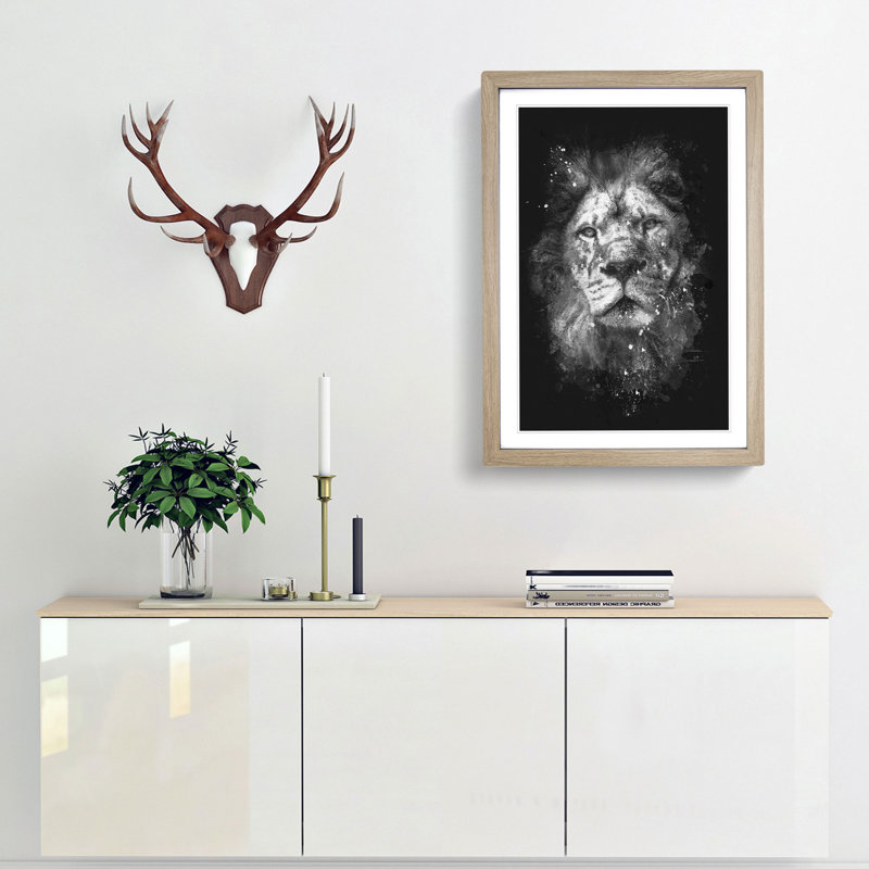 The Proud Lion - Framed Print, Oak Framed, 33cm H x 24cm W x 2cm D
