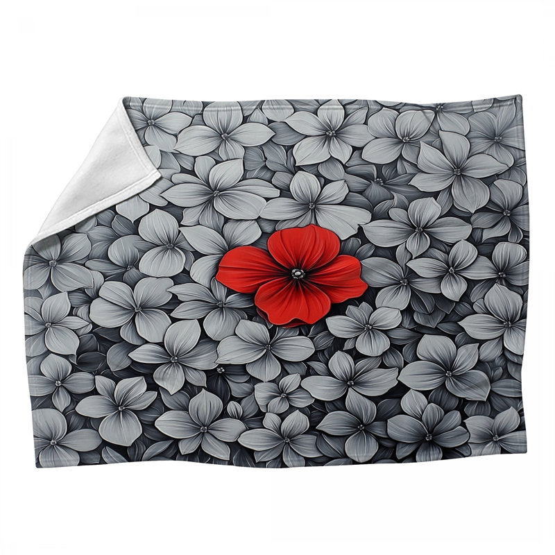 Jeté en molleton Red Blossom - Jetés floraux pour canapés ou lits, L 60 po x l 50 po