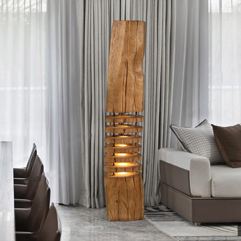 Modern Restaurant Wooden Upright Lamp, 62.99"