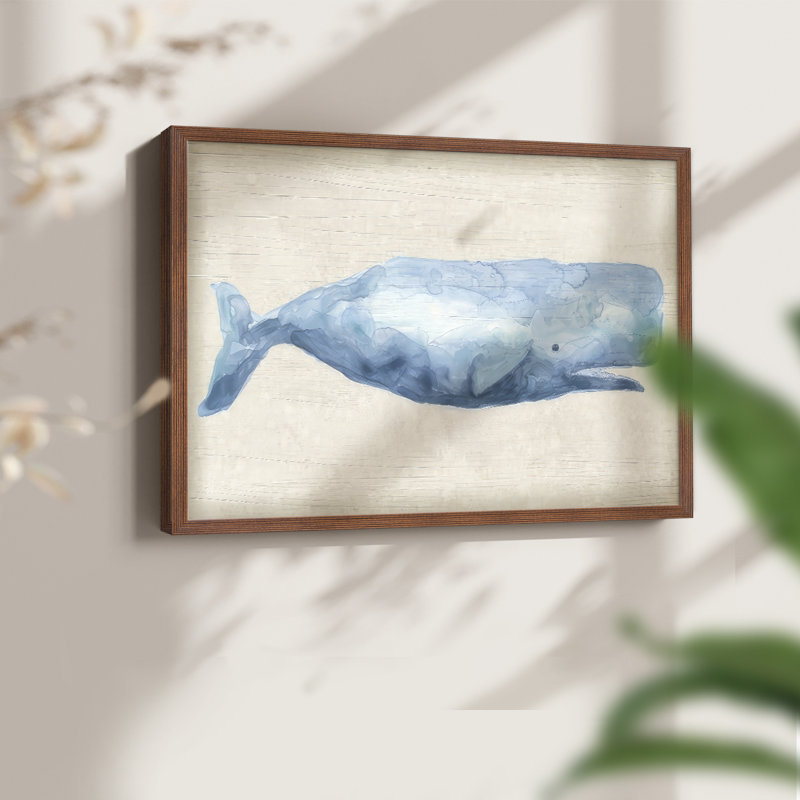 Rustic Whale I -Framed Print - Restickable, H 11 po x l 14 po, Noyer