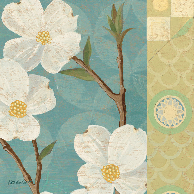 Kimono Blossoms Square II by Kathrine Lovell - Wrapped Canvas Painting, 30cm H x 30cm W