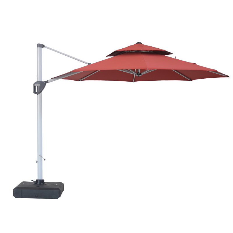 Parasol en porte-à-faux octogonal avec base 129,92 po Rosolina, Rouge