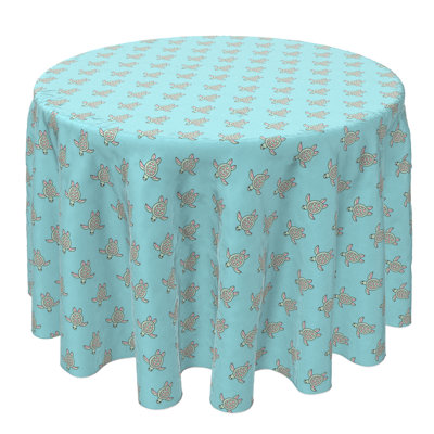 Round Floral Cotton Twill Tablecloth