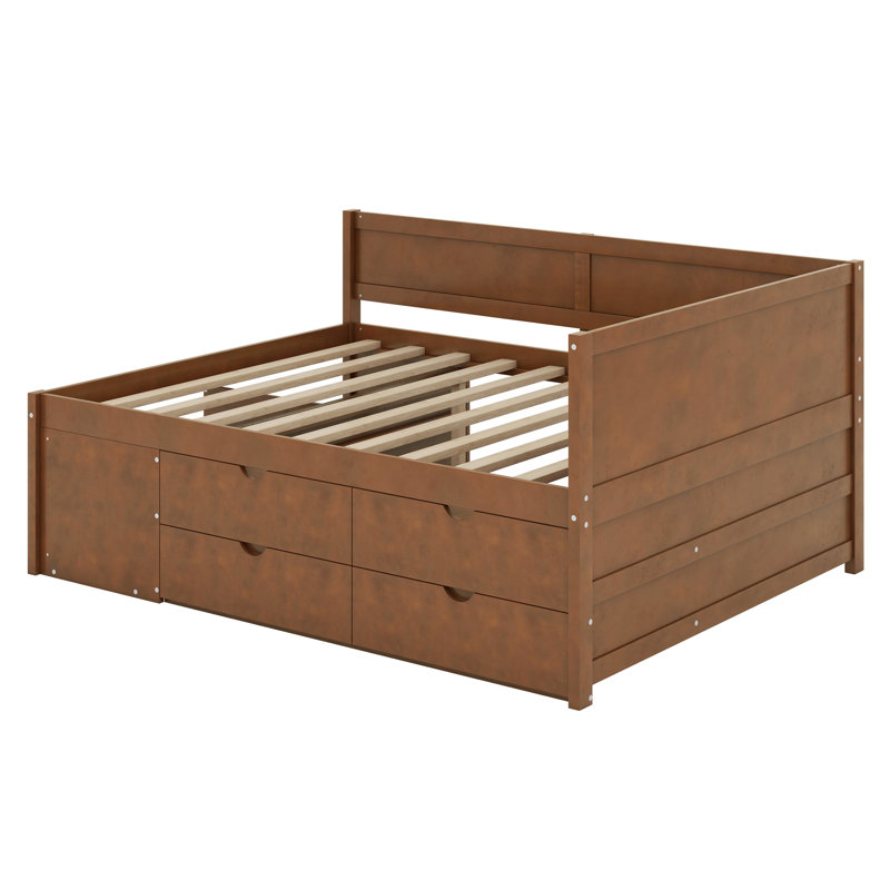 Kaella Daybed With Drawers And Shelves, Walnut, Full