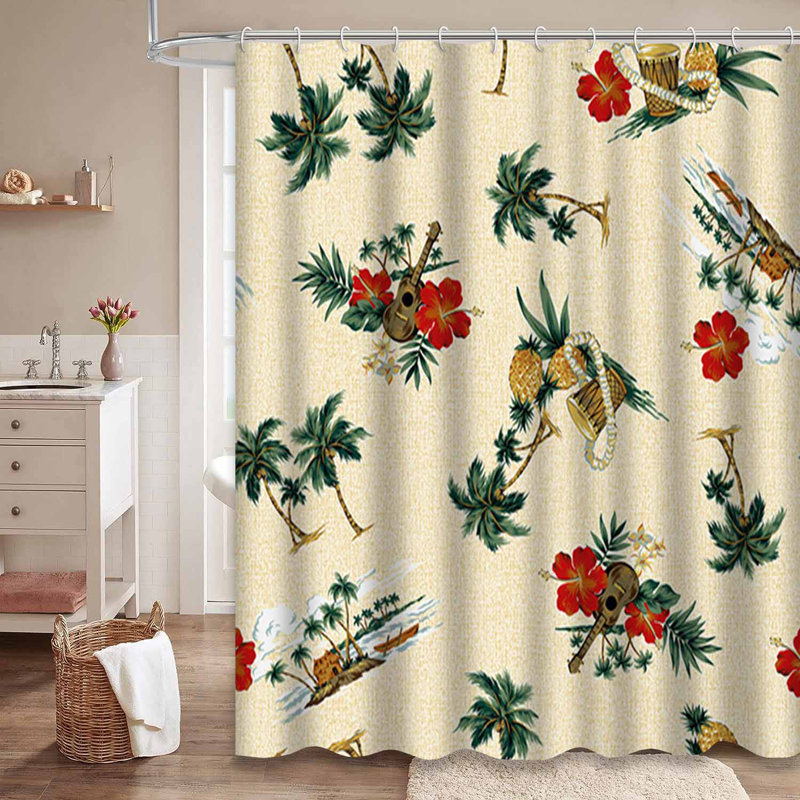Rideau de douche Hawaiian Hibiscus Tropical Blossom, L 72 po x l 72 po