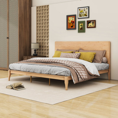 Wooden Platform Bed with Headboard