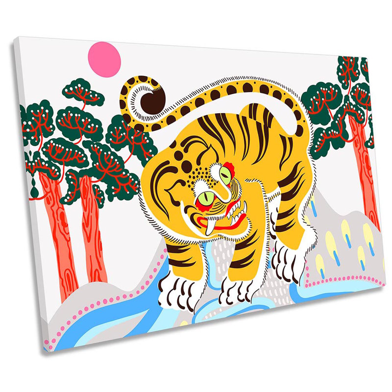 Tiger Korean Style Traditional - Wrapped Canvas Print, 30.5cm H x 45.7cm W
