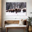 Bison Herd in Winter - reproduction d'art sur toile tendue-1431847939