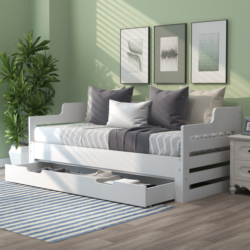 Delby Single Solid Wood Daybed with Trundle
