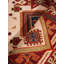 Tapis d'intérieur rectangulaire oriental fait main en soie et laine crème bordeaux, noué à la main-54319779