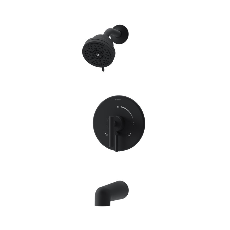 Robinet de baignoire et douche à poignée simple Dia HydroMersion, Noir mat