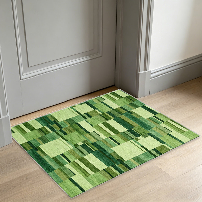 Green Patchwork Geometric carpet-easy to clean, machine-washable, soft and comfortable; suitable for door mats, kitchens, living rooms, bedrooms, corridors, and laundry areas. Easy to clean, durable carpet for home decoration.