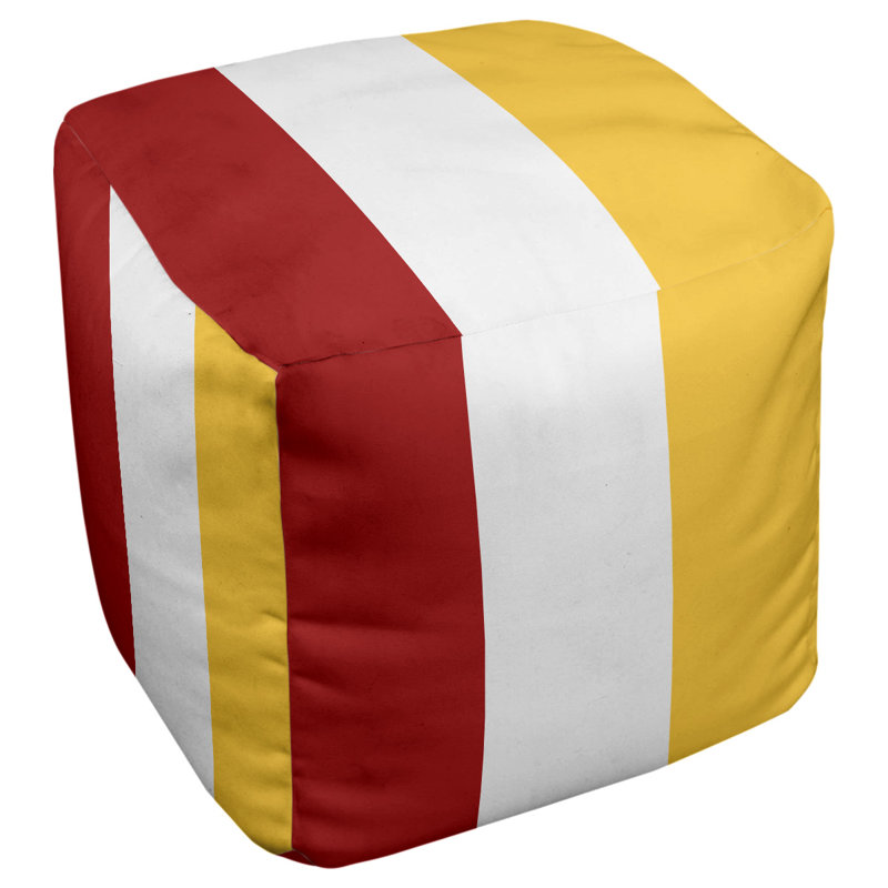 Repose-pieds cube la ours college stripes, Rouge / Blanc / Jaune