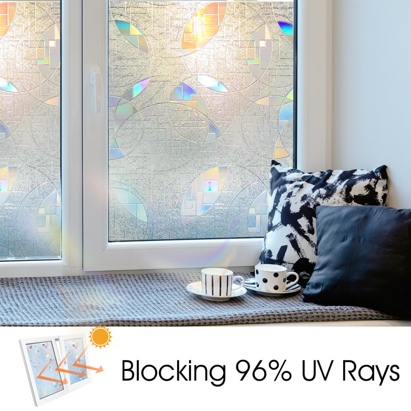 Rainbow Effect Vinyl Privacy Window Film with Irregular Prism Patterns
