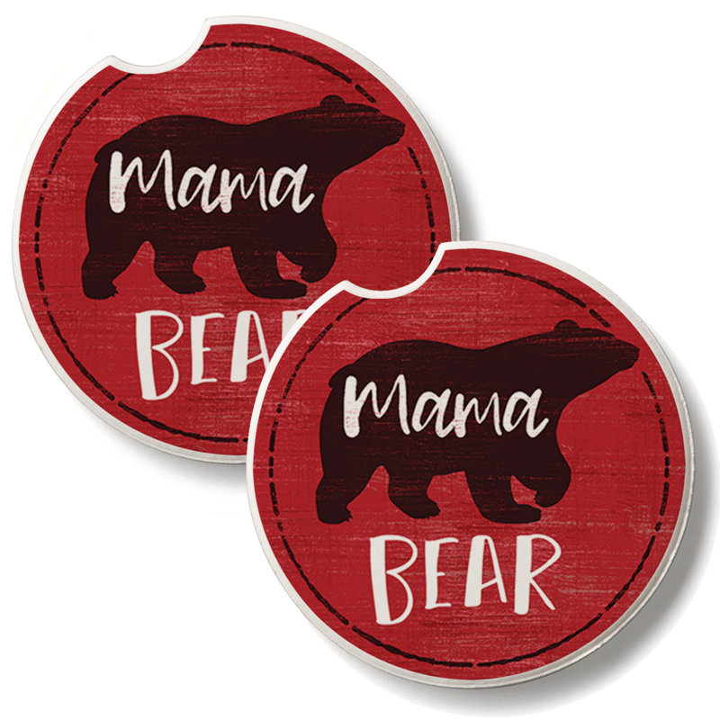 Mama Bear 2 Pack Stone Car Coasters