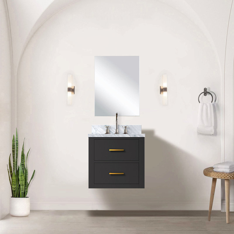 Meuble-lavabo simple 20 po X P 18 po D, Noir, Doré