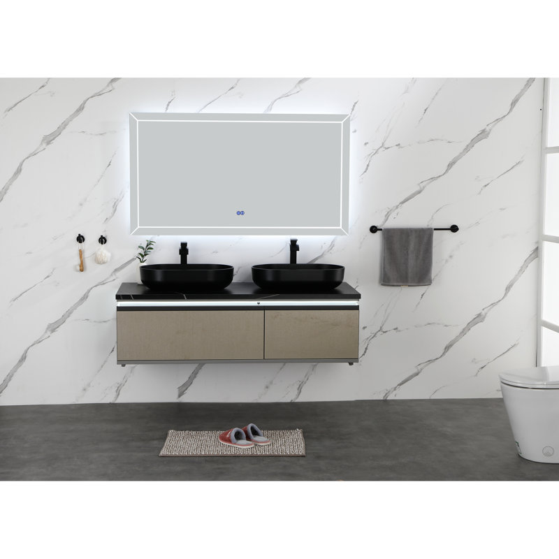 24"X5.5" Matte Black Bathroom Sink - Above Counter Mount, , , Scratch , Fast Draining 24 In. Rectangular To Scratching, Drainage