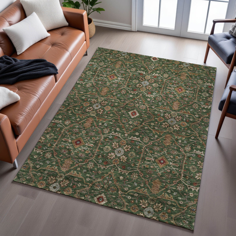 Premium Machine Washable Ducote AMF1130 Global Rug, Rectangulaire 8 pi x 10 pi