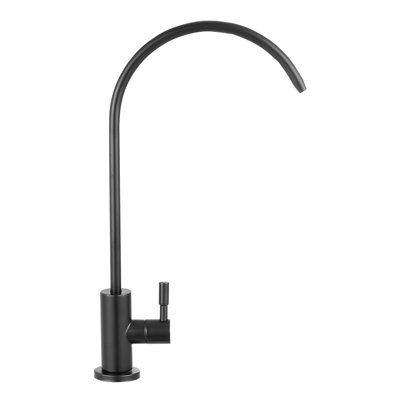 Robinet en acier inoxydable, robinets de purificateur d'eau sans plomb, robinet à osmose inversée avec valve en laiton massif, robinets d'eau potable à arche haute pour évier de cuisine, comptoir de bar, café-restaurant, noir mat