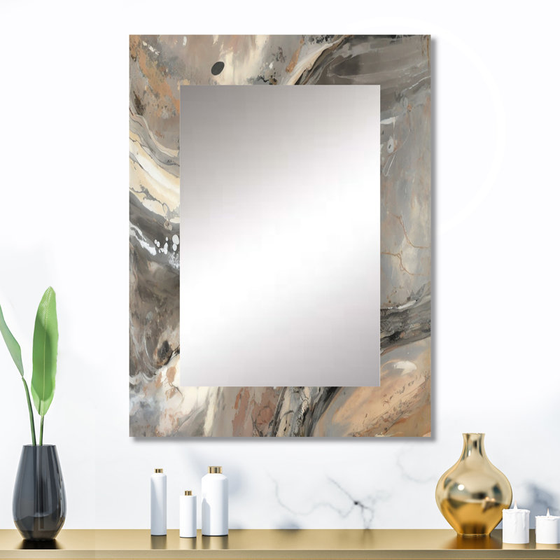 Morning Effervescence I - Abstract Unique Mirror, Gray Large Wall Mirror, Printed Metal Art, 32" x 24"