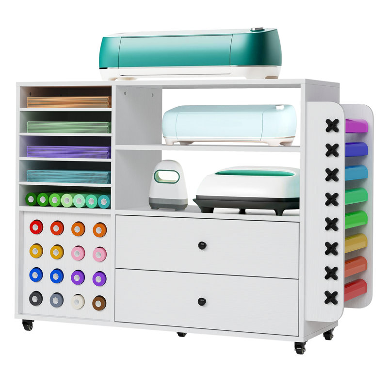 106cm x 30.5cm Crafting Storage Cabinet with Wheels