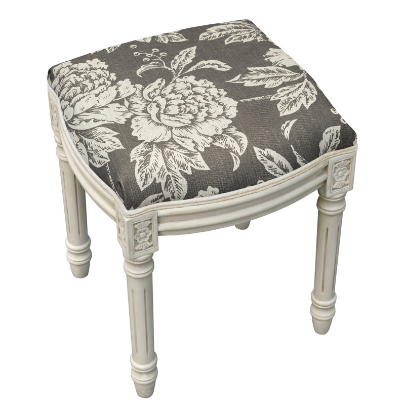 Loretta Solid Wood Accent Stool, Gray