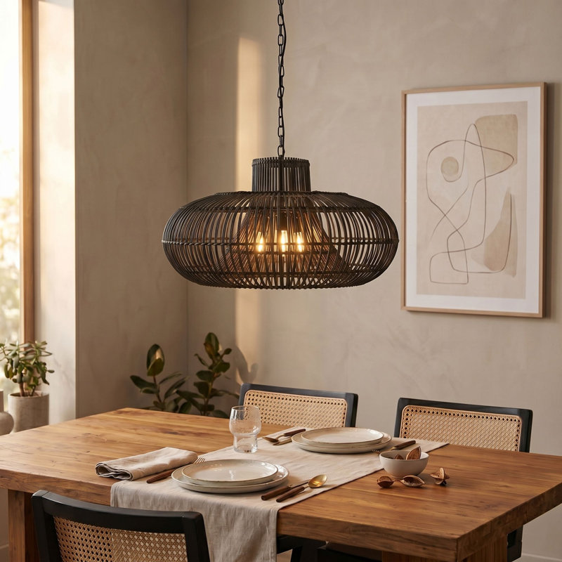 Luminaire suspendu en rotin Calypso, Forest Black