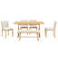6 pièces de style rustique avec table rectangulaire, 4 chaises rembourrées en lin et 1 banc rembourré pour les dîners intimes