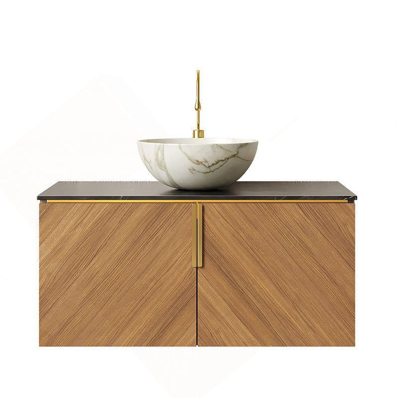Armoire de rangement flottante en bois avec portes, 36"