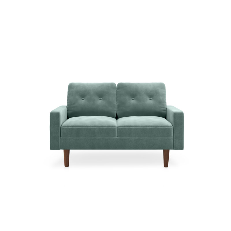 Madian 58'' Square Arm Loveseat, Aqua Turquoise Velvet, 32.7" H x 58" W x 30" D