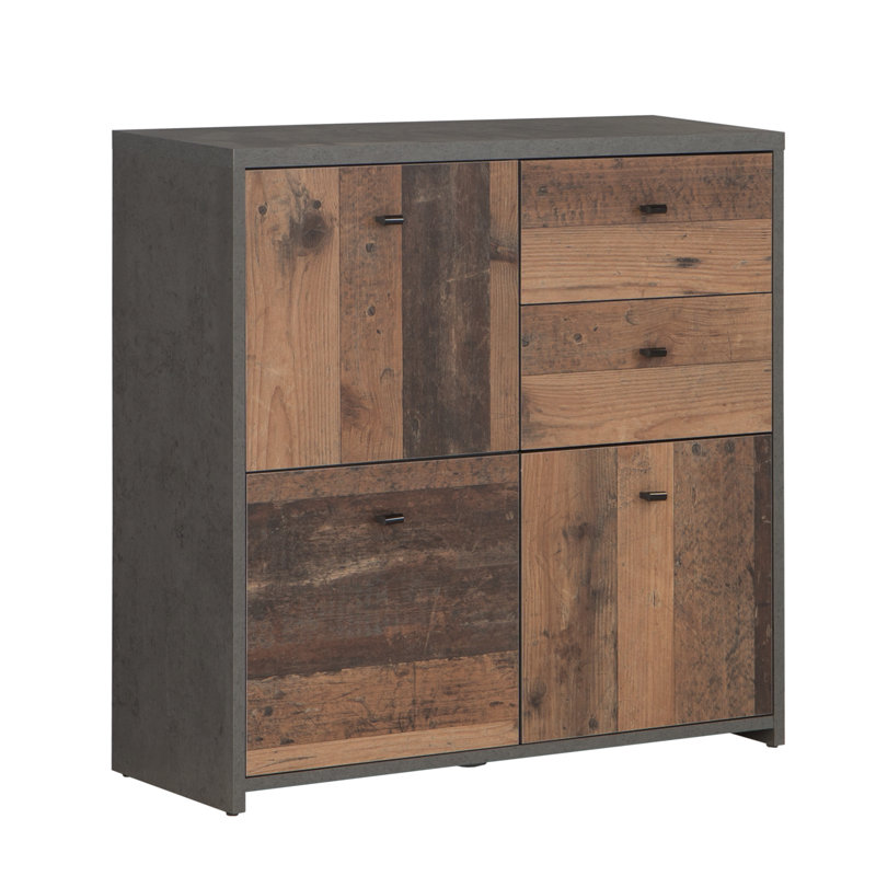 Filippone 77cm Sideboard, Concrete-like appearance/Old wood vintage