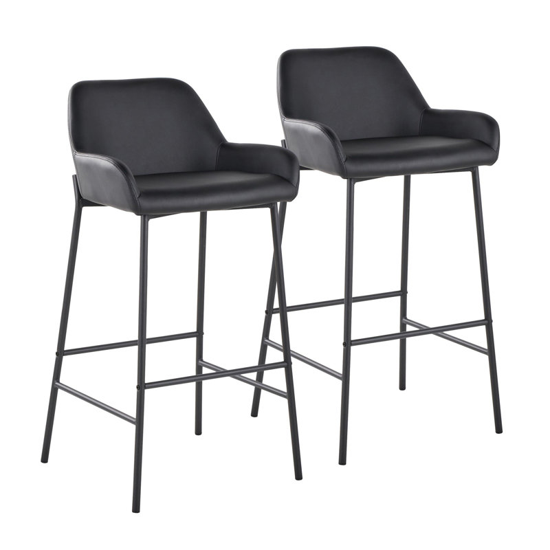 Arline 30" Fixed-Height Barstool - Set Of 2, Black, Bar Stool (30” Seat Height)