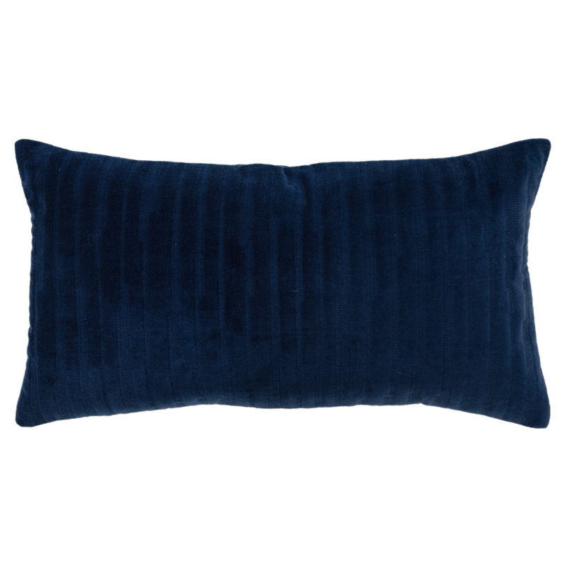 Housse de coussin rectangulaire avec insert lombaire 100% coton Zorina, Bleu foncé