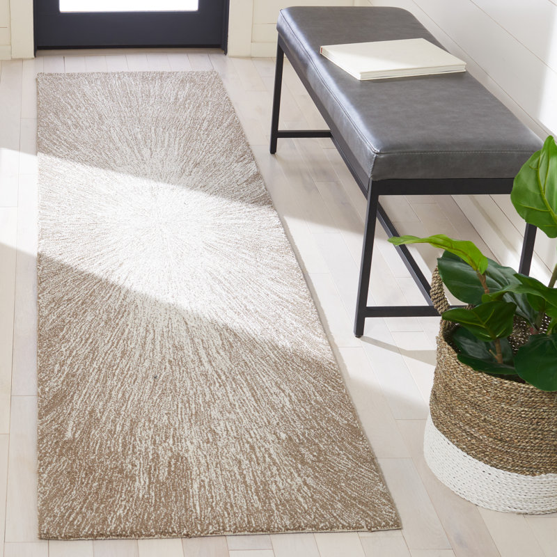 Faustus Abstract Handmade Tufted Wool Taupe Area Rug, Runner 2'3" x 9'