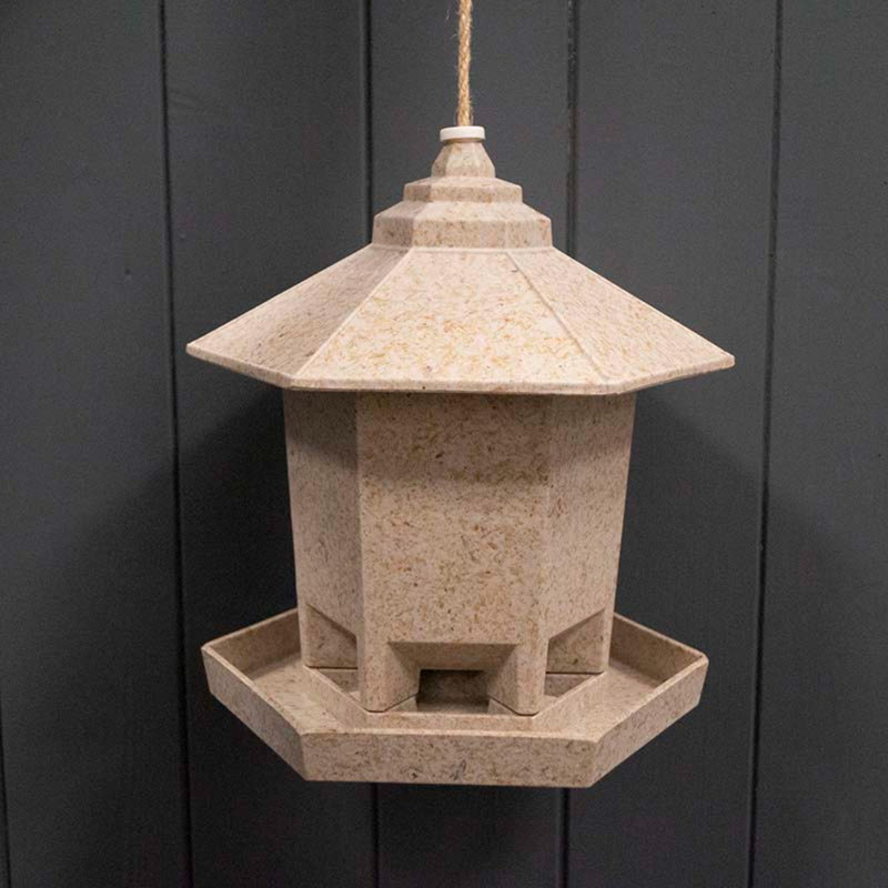 Olmito Hanging Hopper Bird Feeder, 12cm x 16cm x 14cm, Chaff
