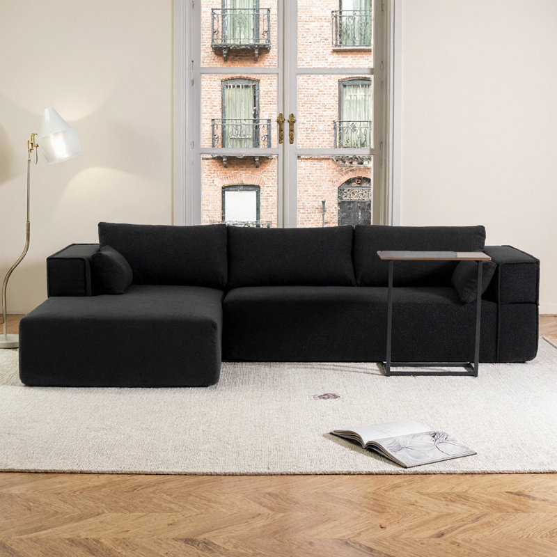 Canapé modulaire de 112 po Boucle, Noir