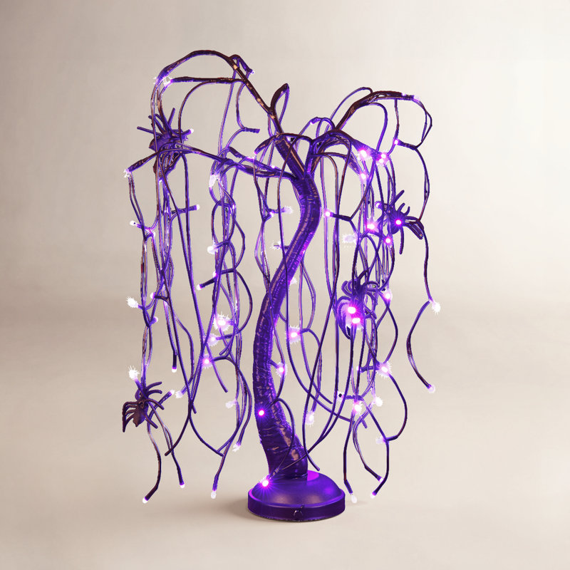 16" W LED Lighted Willow Tree with 80 Lights and Battery-Powered, Purple