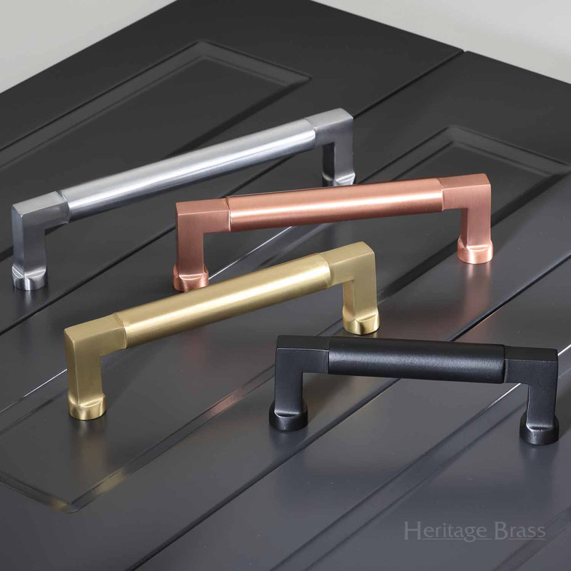 Heritage Brass Heritage Cabinet Pull Bauhaus Design, Satin Brass, 16cm H x 16cm W x 17.6cm D