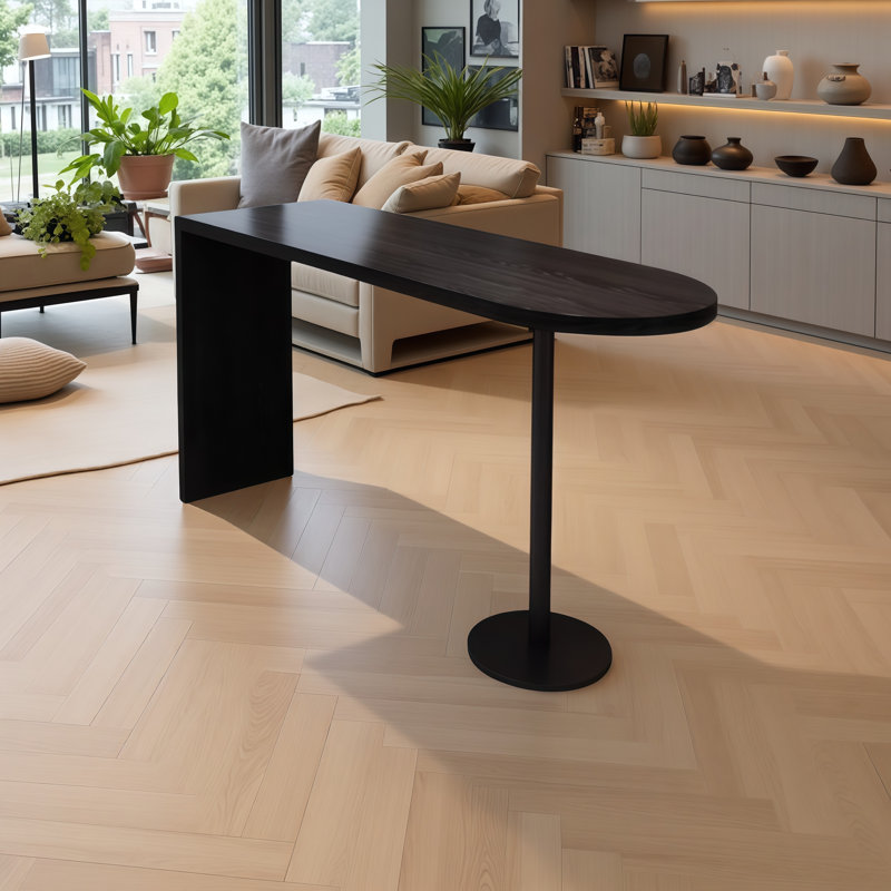 High-end solid wood black bar table, 41.3"H x 55.1"W x 15.7"D