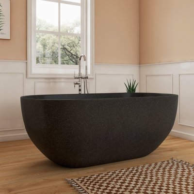 Baignoire de trempage autoportante en béton à surface solide 63 po Fslefay Terrazzo