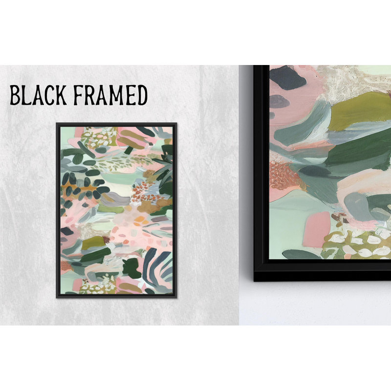Toile abstraite botanique imprimée: décoration murale bohème florale, toiles à cadre noir 1P, 259 cm H x 160 cm l