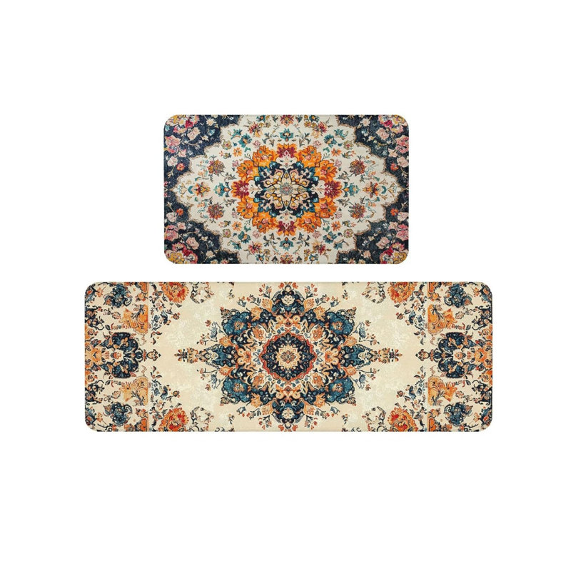 Tapis de cuisine persan multicolore rétro, ensemble de 2 tapis décoratifs boho pour la cuisine et le salon