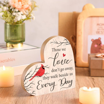 Cardinal Memorial Wooden Heart Sign