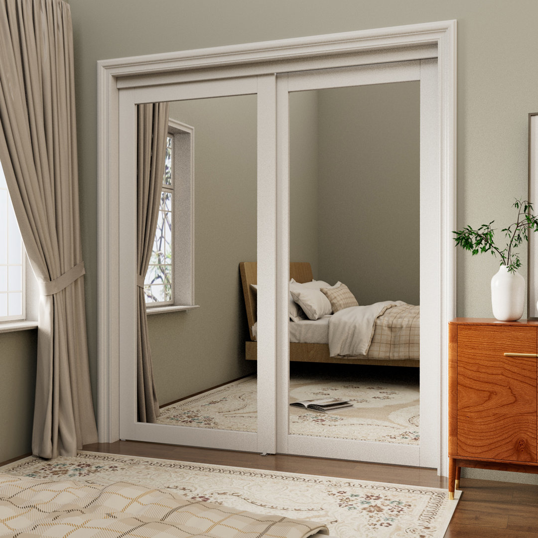 80 in. Full Lite Mirrored Closet Sliding Doors With Hardware Kit  ARK DESIGN 