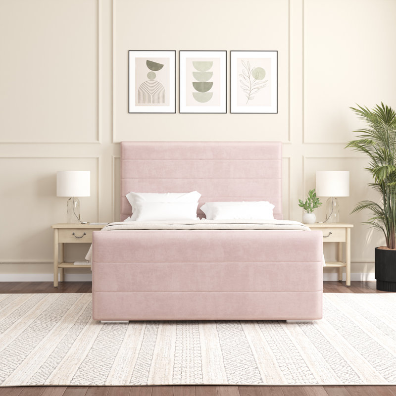 Boggs Upholstered Bed, Double (4'6), Pink