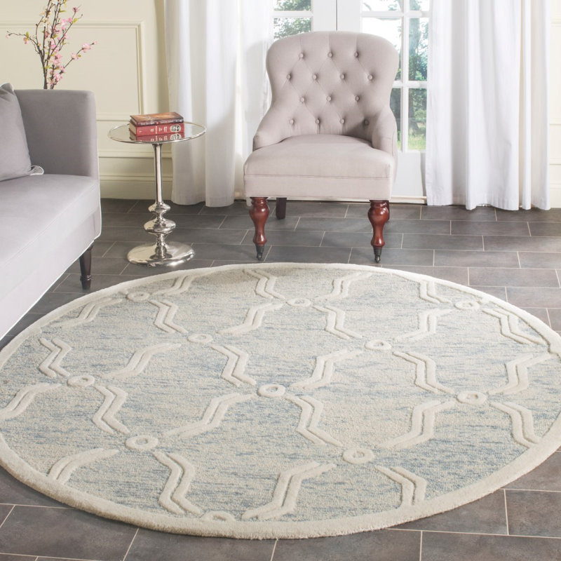 Cannen Hand Tufted Wool Geometric Rug, Round 6'