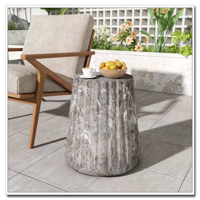 Outdoor Concrete Patio Side Tablbe, Brown