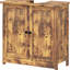 Meuble-lavabo rustique brun, design à 2 portes, étagère réglable, forme en U gain de place, convient à différents types de lavabos, matériau stable, brun, portes et formes optimisées.