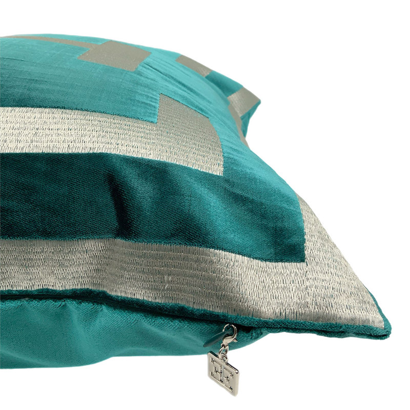 Logo Velvet Square Pillow Cover & Insert, Teal